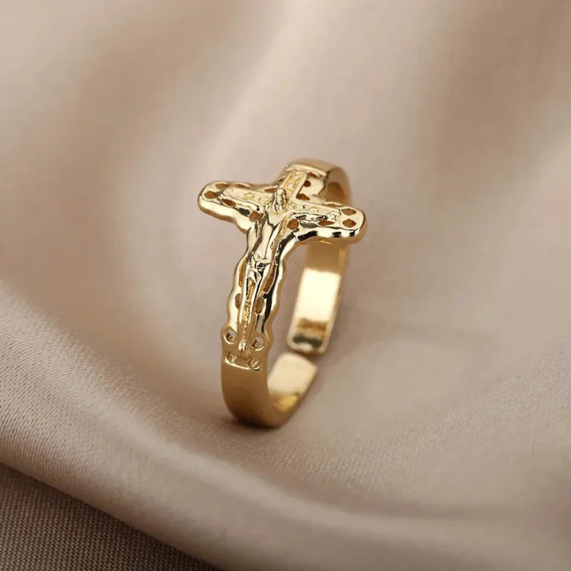 Bague Croix Jesus Ajustable – Image 2