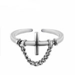 Bague Chaîne Croix avec Petite Chaine