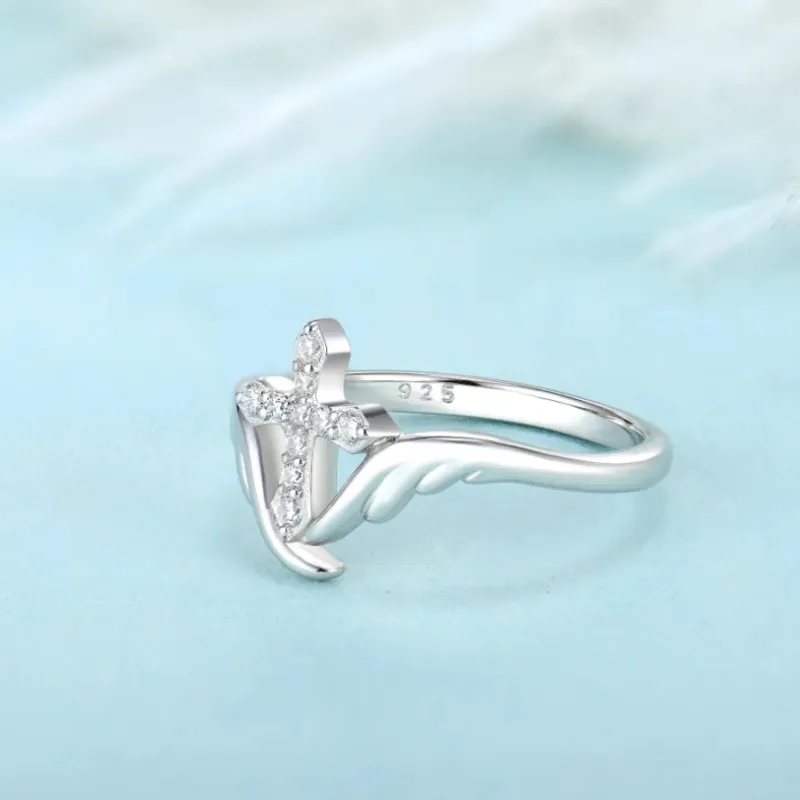 Bague Croix Ange Taille Unique – Image 3