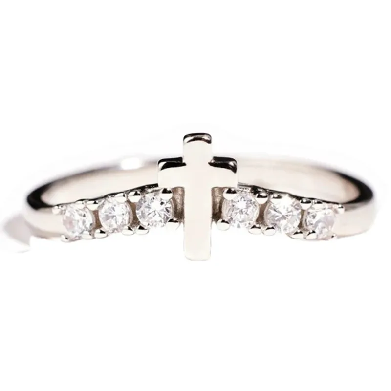 Bague Croix Chrétienne Fiançailles