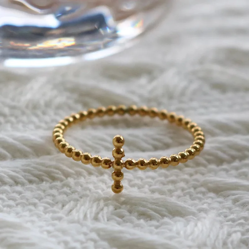 Bague Croix en Perles Sphériques – Image 6