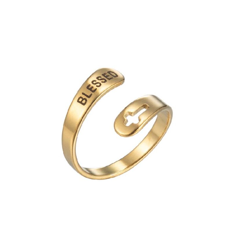Bague Croix Ouverte Inscription FAITH – Image 8