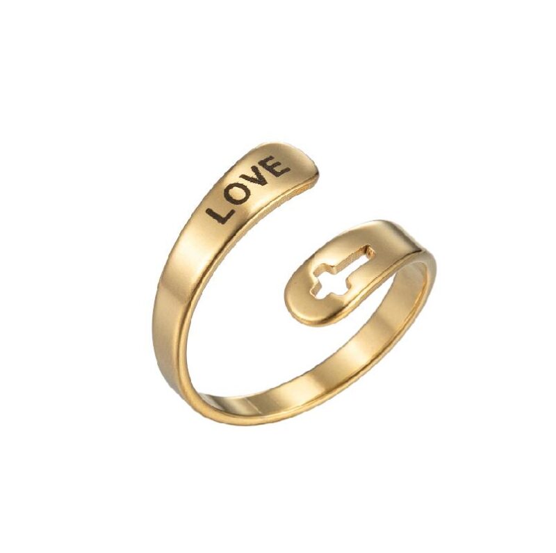 Bague Croix Ouverte Inscription FAITH – Image 6