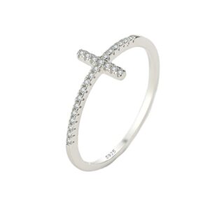 Bague Croix Simple Cristaux Étincelants