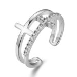 Bague Double Croix avec Cristaux