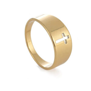 Bague Fine avec Croix Découpée