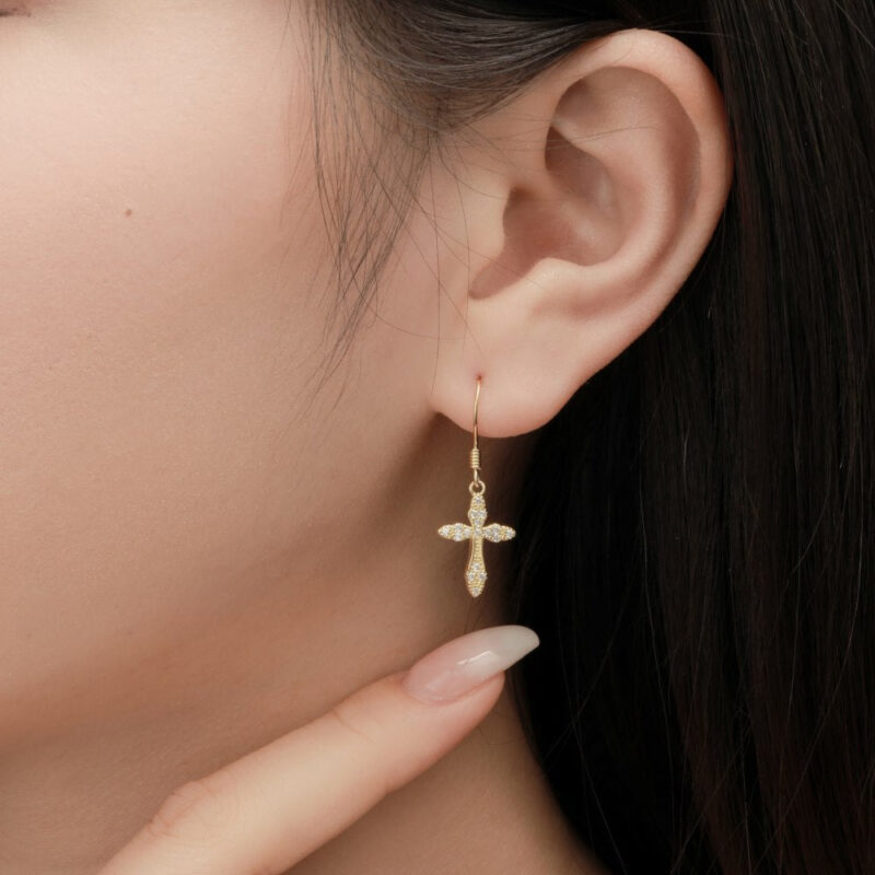 Boucles d'Oreilles Croix Scintillantes – Image 2