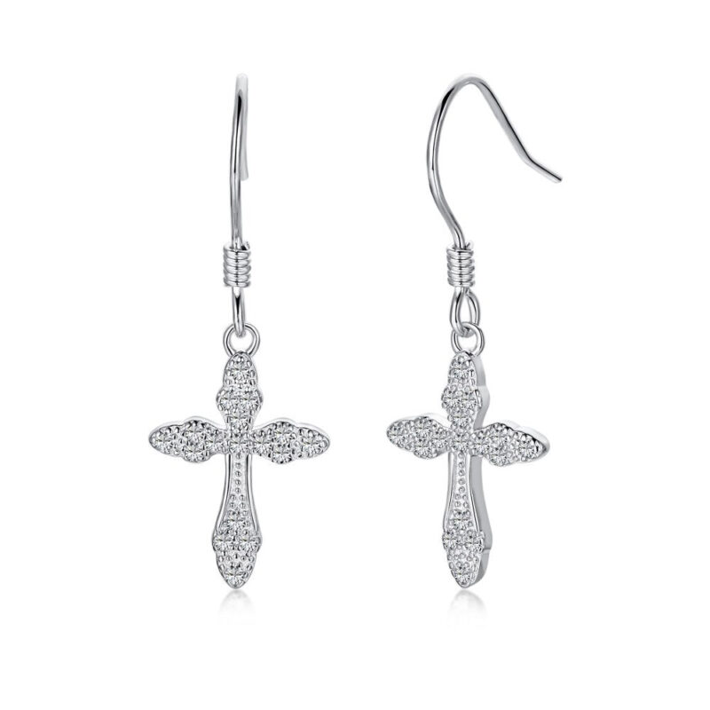 Boucles d'Oreilles Croix Scintillantes – Image 4