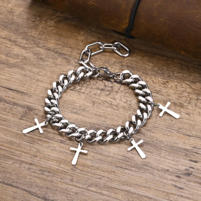 Bracelet Argenté Croix Pendantes – Image 4