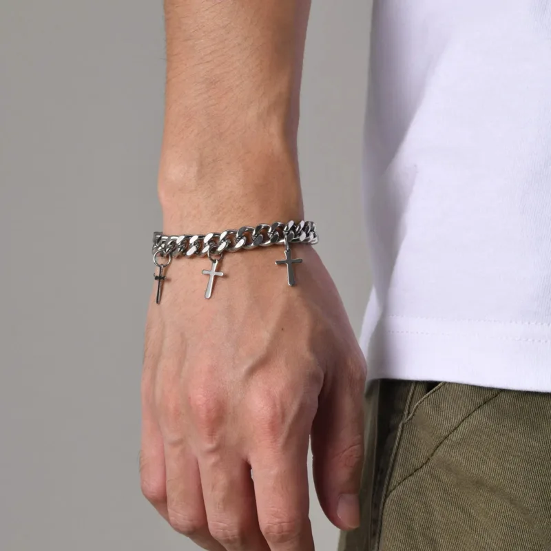 Bracelet Argenté Croix Pendantes – Image 3