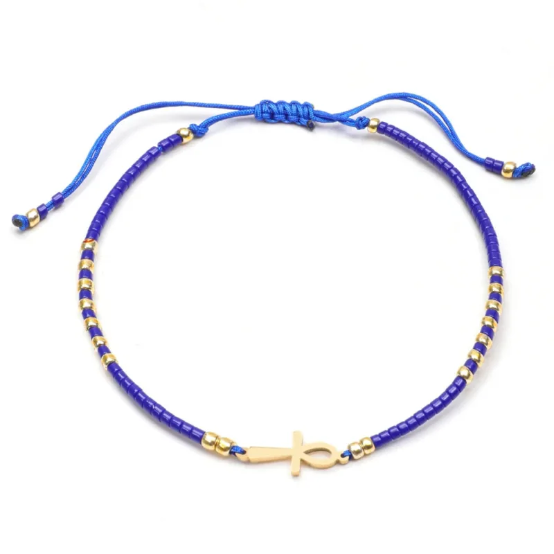 Bracelet Croix Égyptienne avec Cordon – Image 3