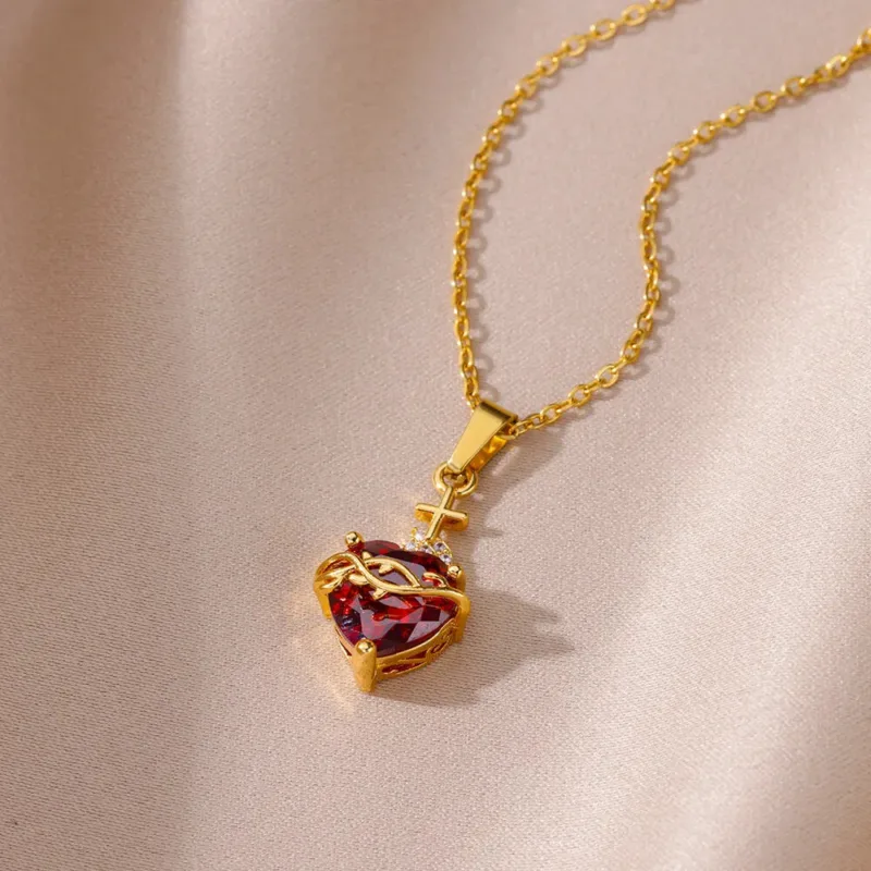 Collier Croix avec Cœur Sacré – Image 4