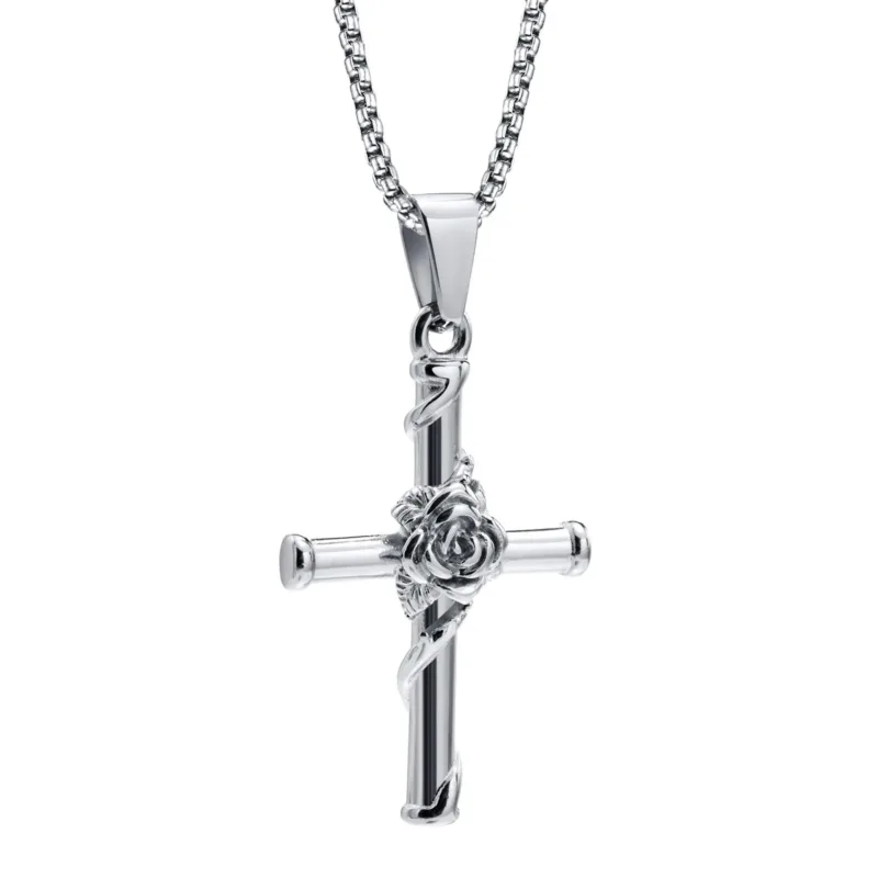 Collier Croix avec Rose Dominante