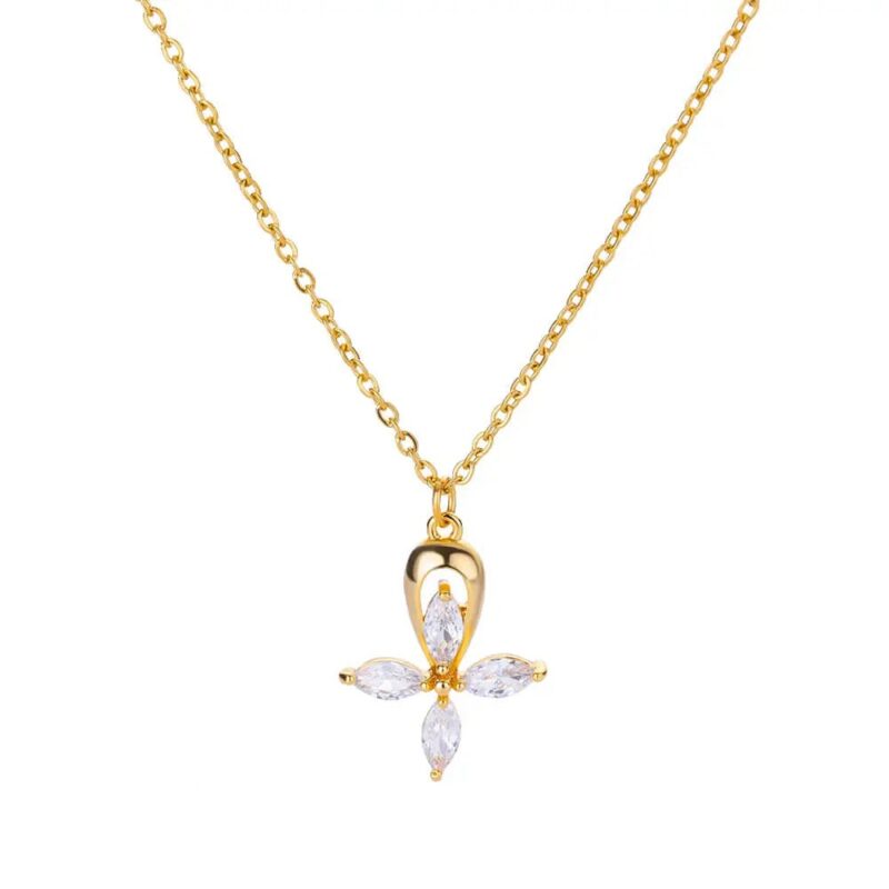 Collier Croix Pierres Ovales