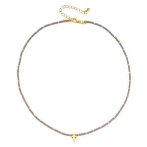 Collier Perlé à Pendentif Croix