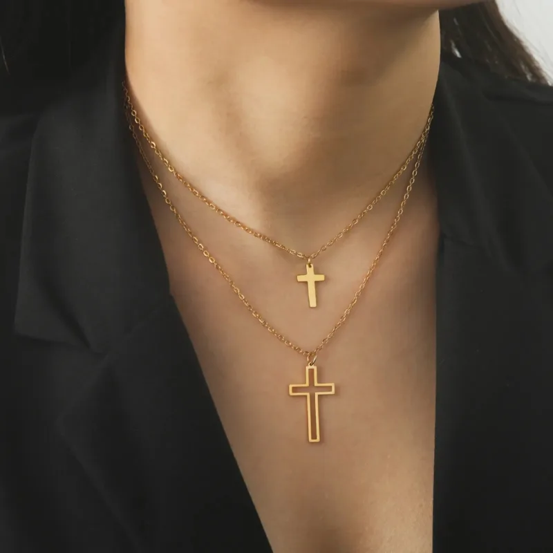 Double Collier Croix Design – Image 3