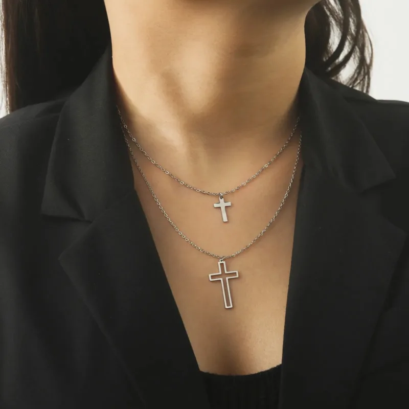 Double Collier Croix Design